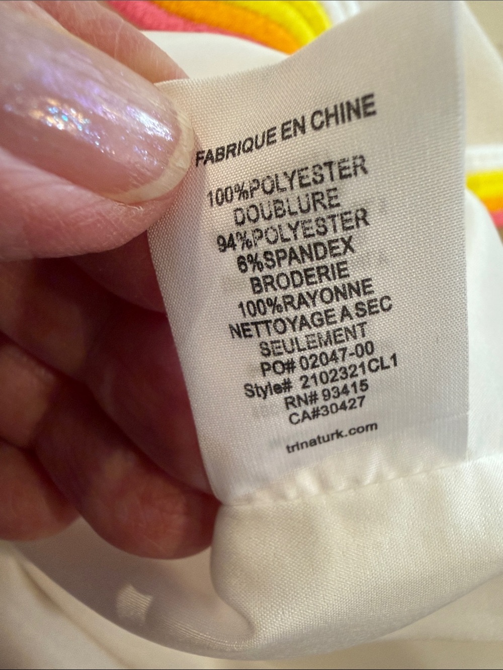 Trina Turk White Shift Dress Rainbow Ric Rac Trim Sleeveless Mod Mini-Size S/M - Picture 12 of 15